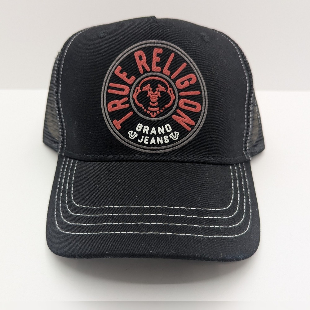 True‎ Religion Jet Black Buddha Face Trucker Hat Snapback Cap TR4234 New OS